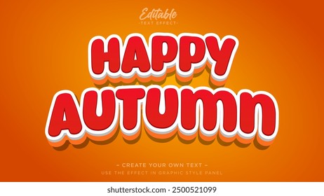 Editable text effect, Happy autumn text style banner headline banner