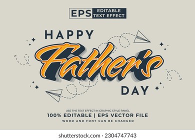 Editable text effect Happy Fathers Day 3d Cartoon template style premium vector