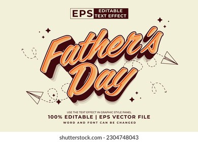 Editable text effect Happy Fathers Day 3d Cartoon template style premium vector