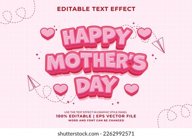 Editable text effect Happy Mother's Day Cartoon template style premium vector