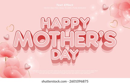 Editable text effect Happy Mother's day template with style premium vector