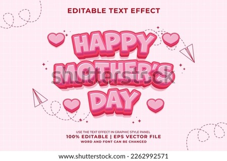 Editable text effect Happy Mother's Day Cartoon template style premium vector