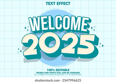  editable text effect happy new year 2025. Popo art typography template