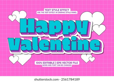 Editable text effect - Happy Valentine Day 3d cartoon Style