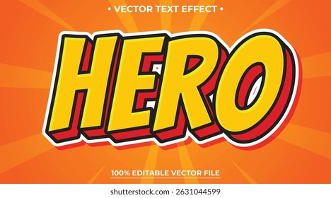 Editable text effect Hero pop art cartoon comic style 3d template