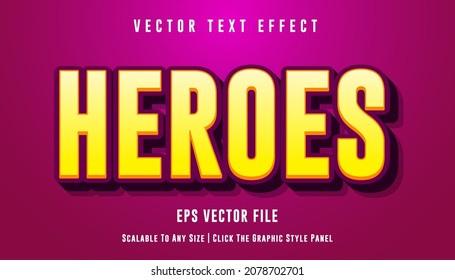 Editable text effect heroes game style