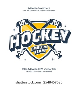 Efecto de texto editable - Estilo vintage del logotipo del Equipo del emblema del hockey