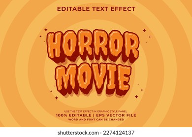 Editable text effect Horror Movie 3d cartoon template style premium vector