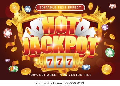 Bearbeitbarer Texteffekt - Hot-Jackpot-Casino-Konzept im 3D-Stil	
