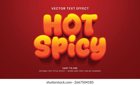 Efeito de texto editável quente picante 3d estilo vetor premium 