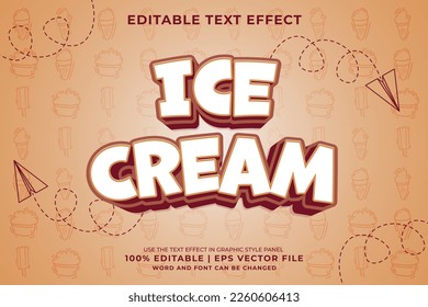 Editable text effect Ice Cream 3d Cartoon template style premium vector