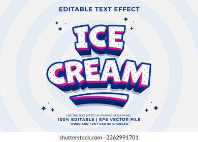 Editable text effect - Ice Cream 3d Cartoon Cute template style premium vector