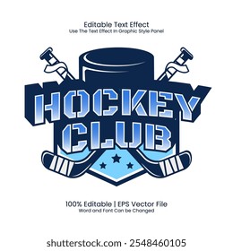 Editierbarer Texteffekt - Ice Hockey Club Emblem Logo Vintage-Stil