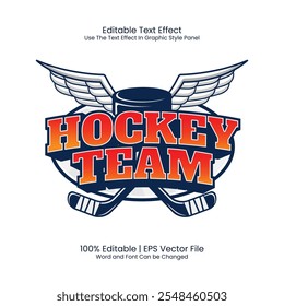 Editierbarer Texteffekt - Ice Hockey Team Emblem Logo Vintage Stil