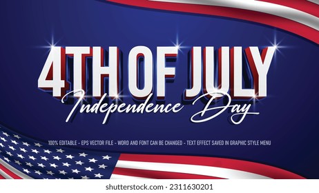 Editable text effect independence day of america, 4th of july background