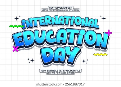 Editable Text Effect International Education Day 3d Cartoon Style