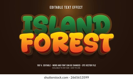Editable text effect island forest 3d style premium vector
