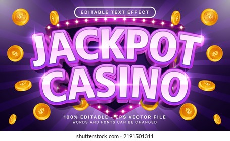 Editable text effect, jackpot casino 3d style concept