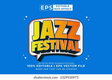Editable text effect Jazz Festival 3d Cartoon template style premium vector