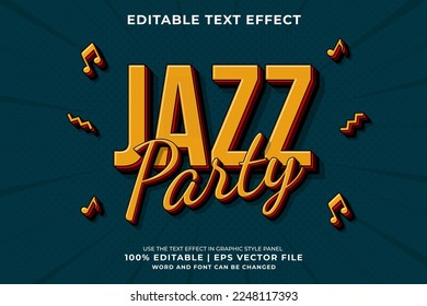 Efecto de texto editable - Vector premium de estilo de plantilla Retro de Jazz Party