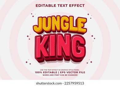 Editable text effect - Jungle King 3d Cartoon template style premium vector