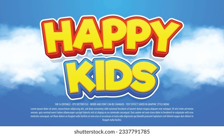 Editable text effect kids with 3d style use for logo and business brand