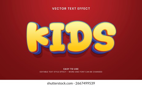 Efeito de texto editável crianças estilo 3d vetor premium 