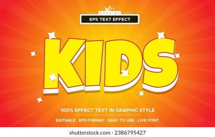 Editable text effect kids cartoon children