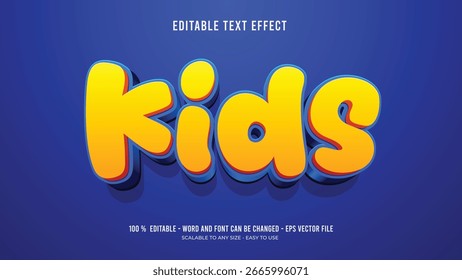 Editable text effect kids cartoon 3d style premium vector	
