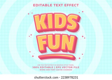 Editable text effect - Kids Fun Cartoon template style premium vector