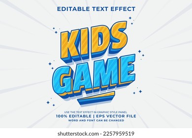 Editable text effect - Kids Game 3d Cartoon template style premium vector