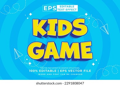 Efecto de texto editable - niños juego estilo de plantilla de dibujos animados 3d vector premium