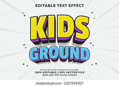 Editable text effect - Kids Ground 3d Cartoon template style premium vector