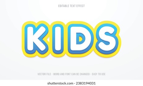 Efecto de texto editable que los niños se burlan, estilo de texto de dibujos animados adecuado para marca de negocios