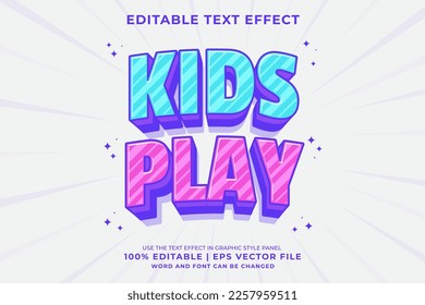 Editable text effect - Kids Play 3d Cartoon template style premium vector