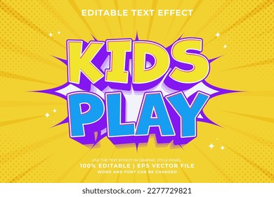 Editable text effect kids play 3d cartoon template style premium vector