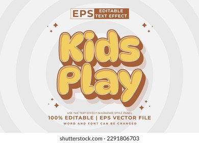 Editable text effect - Kids Play  3d Cartoon template style premium vector