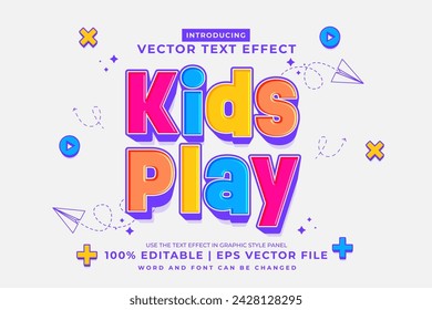 Editable text effect Kids Play 3d Cartoon template style premium vector