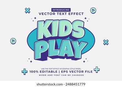 Editierbarer Texteffekt Kids Play 3D Cartoon Vorlage Stil Premium Vektorgrafik