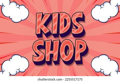 Efecto de texto editable, Kids Shop 3D Estilo de efecto de texto editable, fondo cómico, plantilla de estilo de texto 3d
