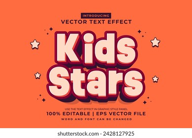 Editable text effect Kids Stars 3d Cartoon template style premium vector