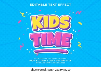 Editable text effect - Kids Time Cartoon template style premium vector