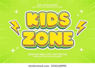 Editable text effect Kids Zone 3D cartoon style