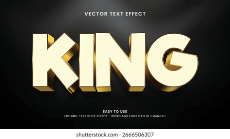 Efeito de texto editável king 3d estilo vetor premium 