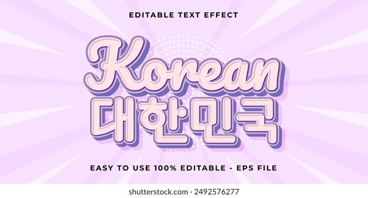 Editable text effect korean 3d cartoon template style trendy vector