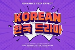 Editable Text Effect Korean Drama  3d Cartoon Template Style Premium Vector