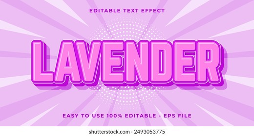Editable text effect lavender 3d cartoon template style trendy vector