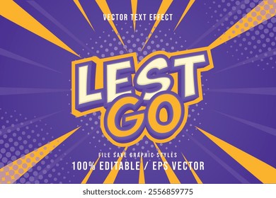 Editable text effect lest go premium vector background purple