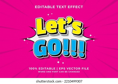 Editable text effect - Let's Go Cartoon template style premium vector