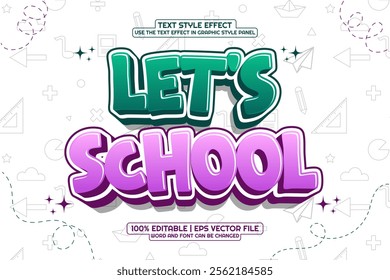 Editable Text Effect Lets School 3d Cartoon Style